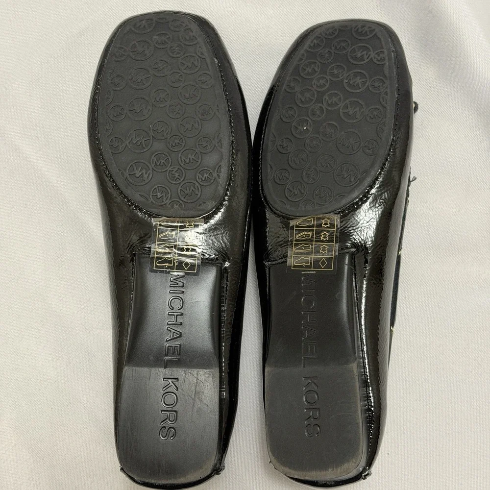 Michael Kors Patent Bow Ballet Flats Black Womens Size 7 Preppy‎ Quiet Luxury
